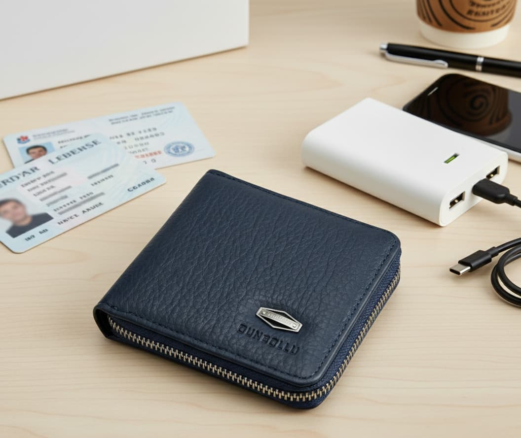 Premium Gold Zip Wallet For Men And Women