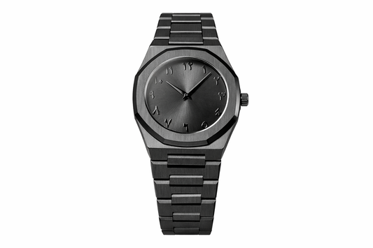 Black Stainless Steel Watch with Quartz Movement