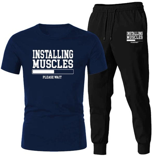 2 PCs Black and Blue Printed Track Suit for Men & Boys | Soft & Comfortable Summer Wear | Lightweight Breathable Fabric