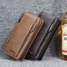 Long Wallet for Men & Women with Zipper Pocket - Black