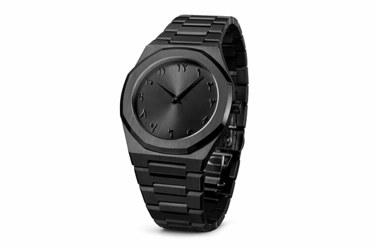 Black Stainless Steel Watch with Quartz Movement